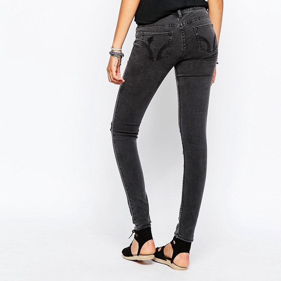 Hollister Low Rise Ripped Black Super Skinny Jeans - Size 24 - Picture 3 of 6